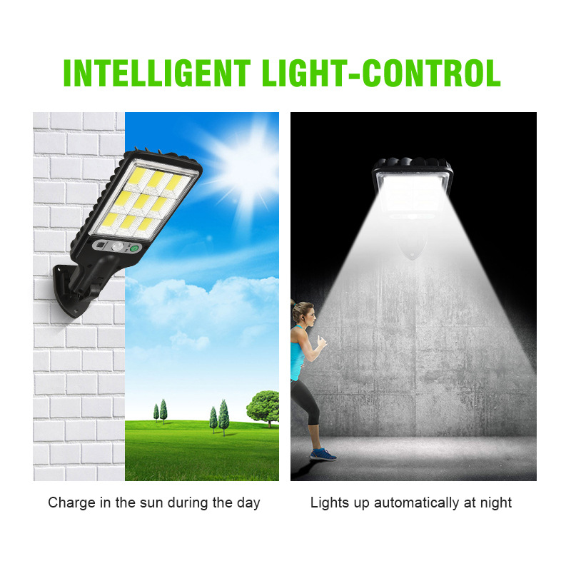Solar lights, outdoor courtyard lights, human body sensing lights, wall lights, integrated LED household solar street lights, burst on - Alletron